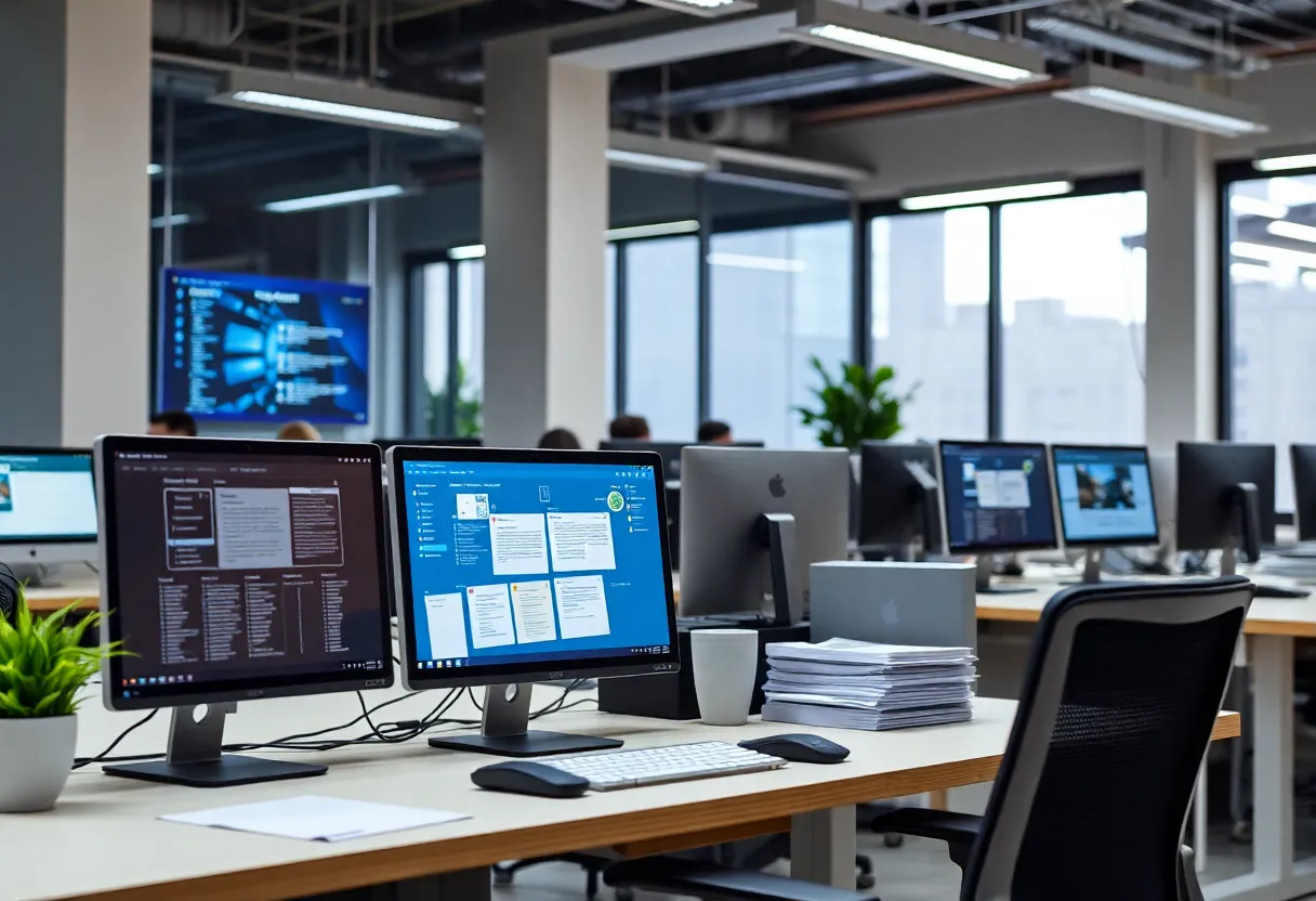 Hopeful Horizons staff working on digitizing client records