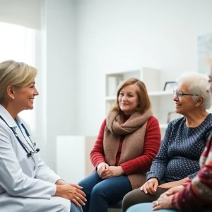 Family nurse practitioner assisting patients