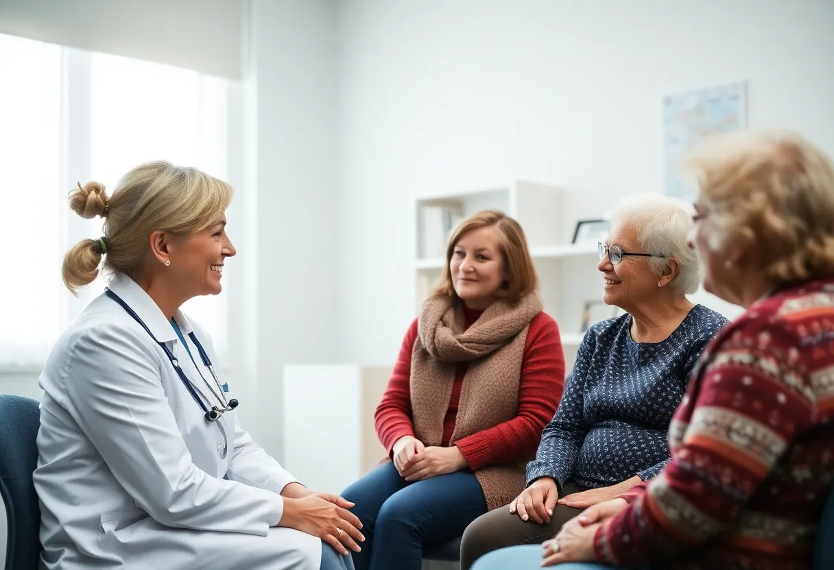 Family nurse practitioner assisting patients
