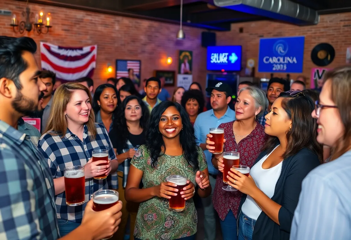 Attendees at Mac Deford's campaign launch gathering at Shellring Ale Works.