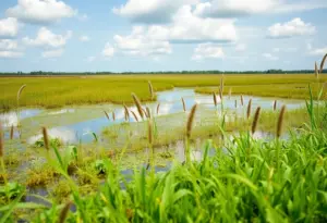 Standing water in Beaufort County, South Carolina, illustrating breeding ground for mosquitoes.