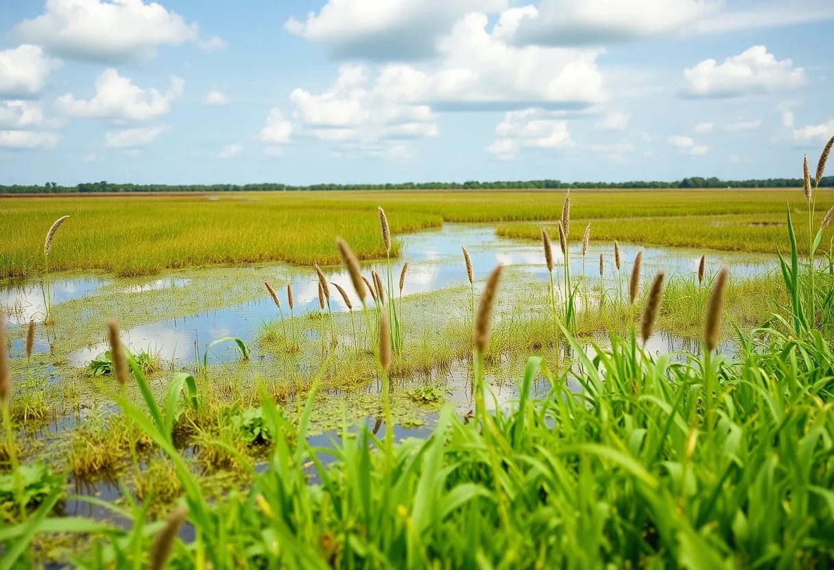 Standing water in Beaufort County, South Carolina, illustrating breeding ground for mosquitoes.
