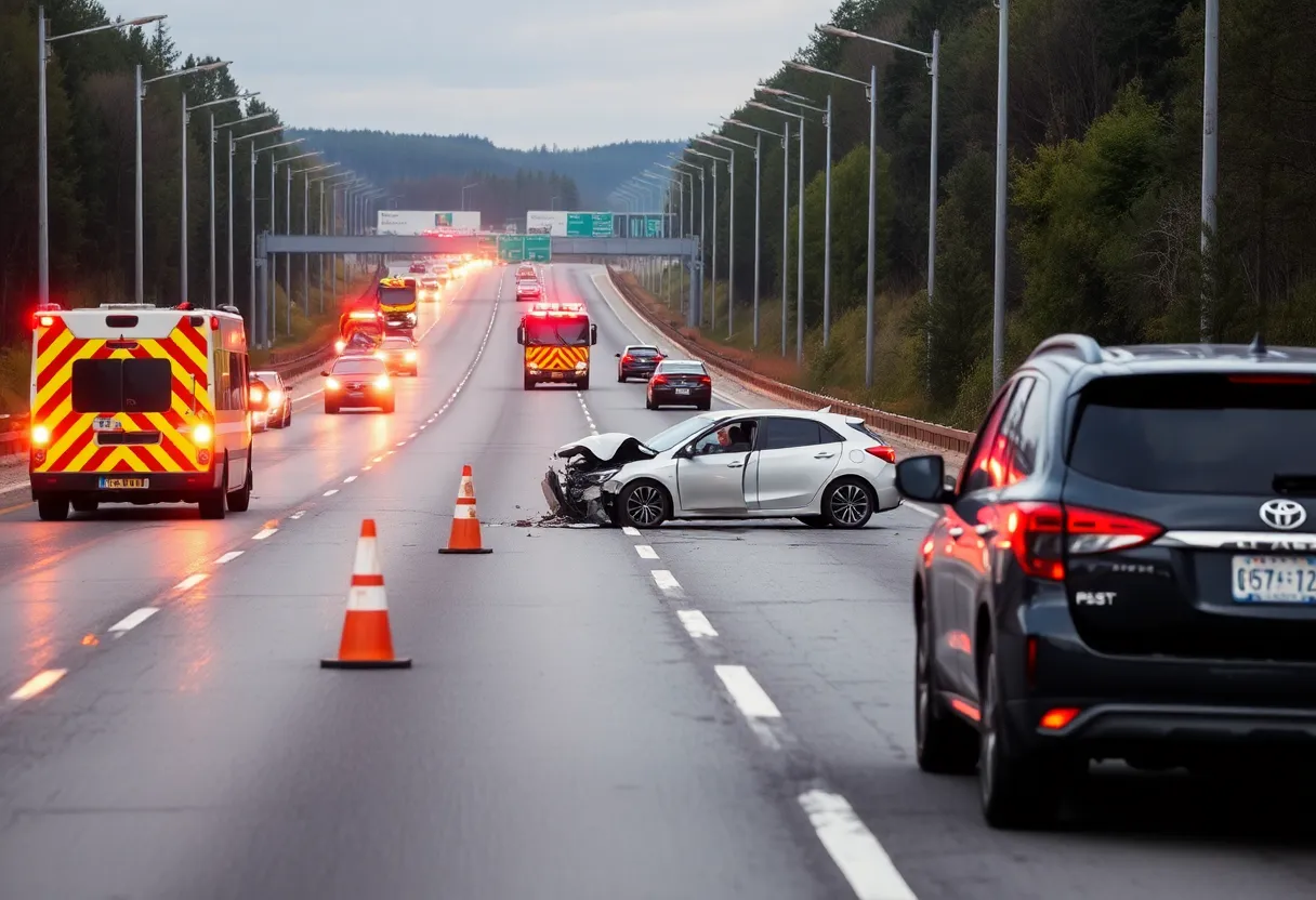 Scene of a vehicle crash on Highway 278 in Okatie