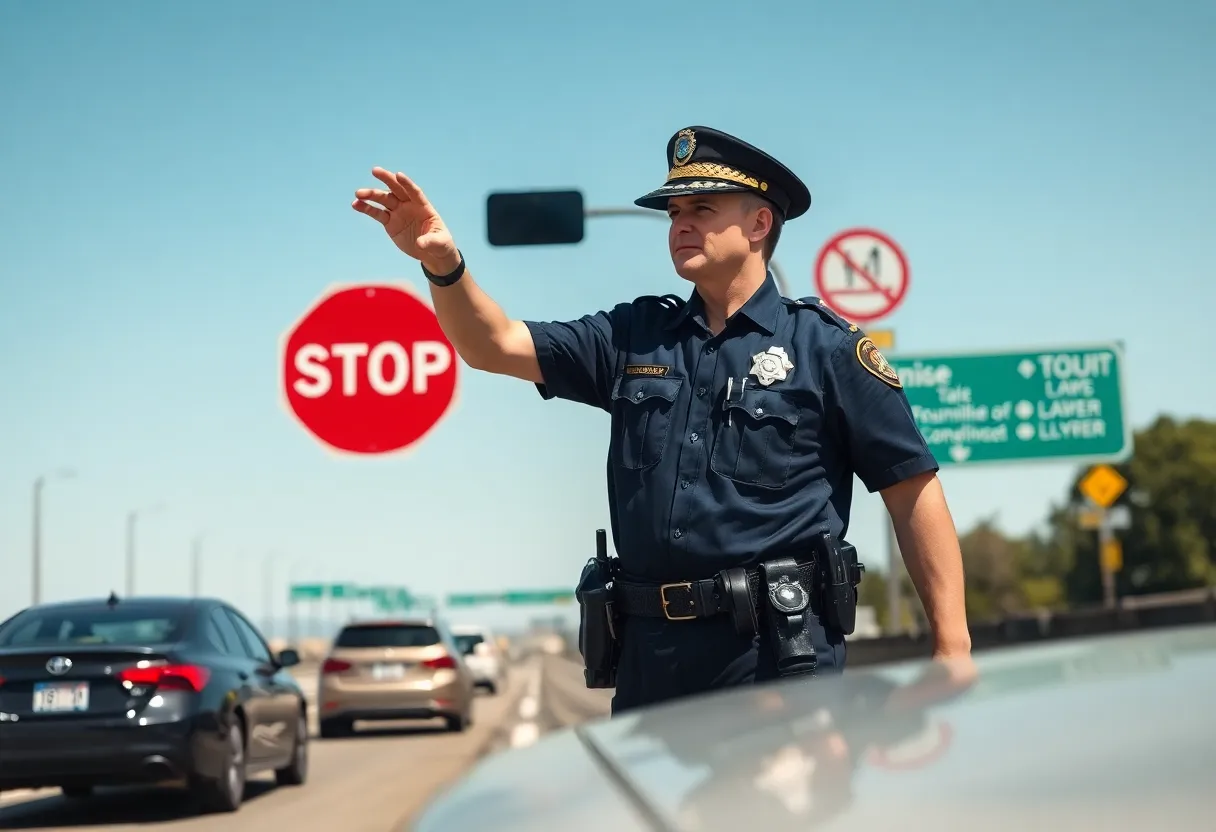 Police officer directing traffic during Operation Safe Drive 278 in Beaufort