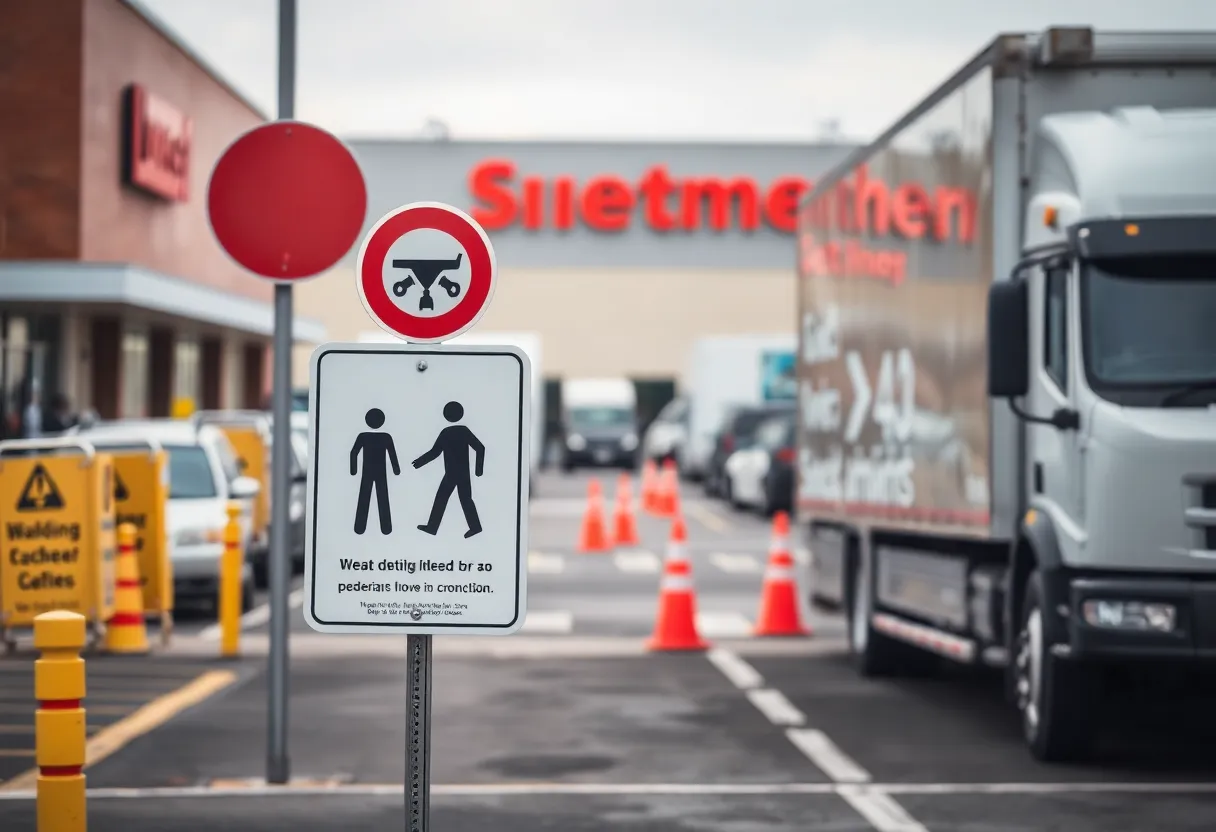 Parking lot incident involving a semi-truck