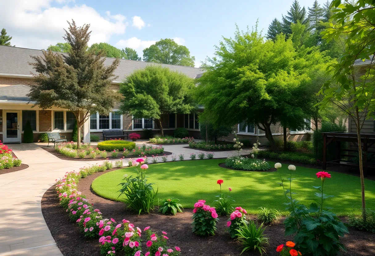 Garden view of a care facility in Hilton Head.