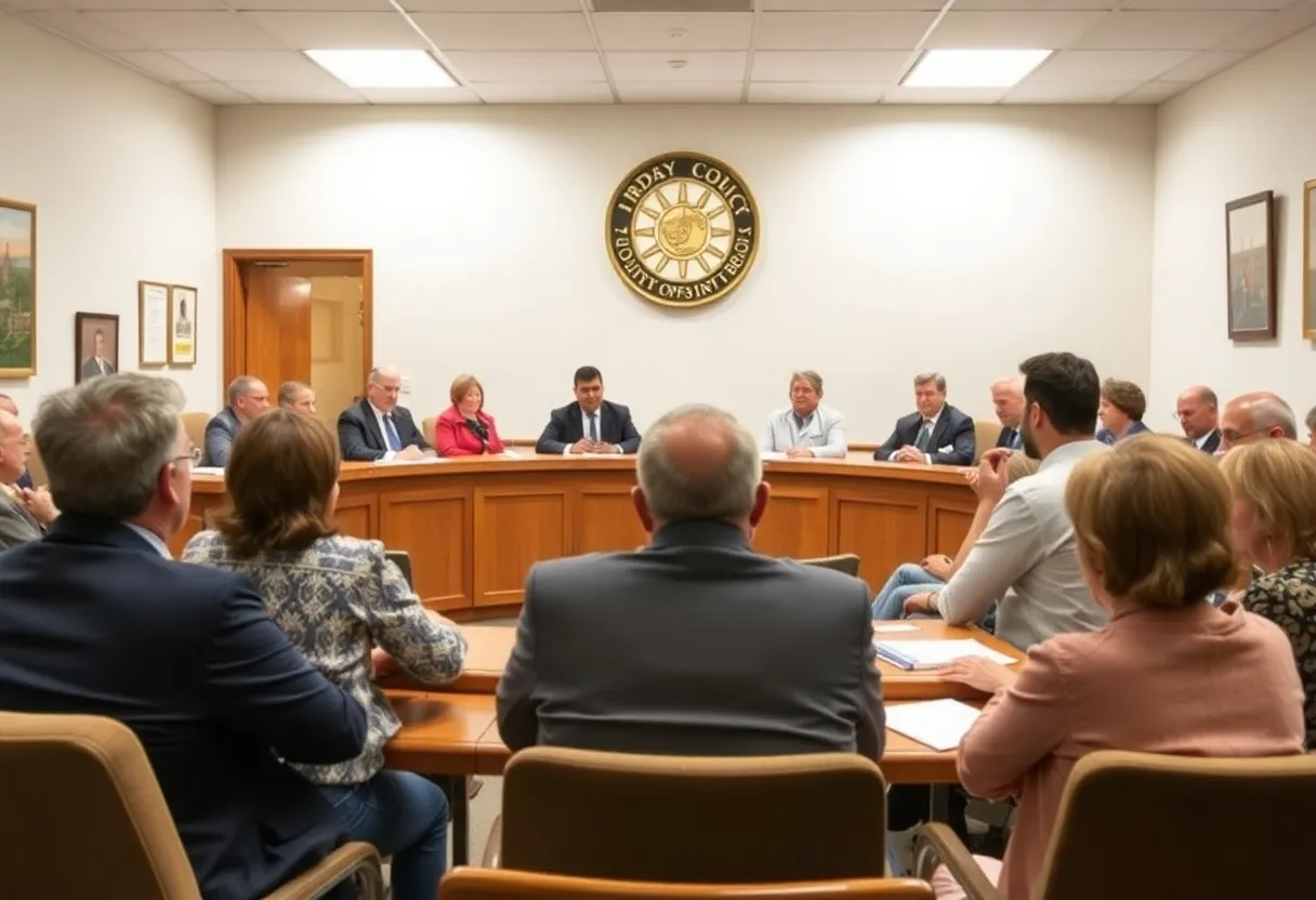 Ridgeland Town Council discussing Tickton Hall annexation proposal.