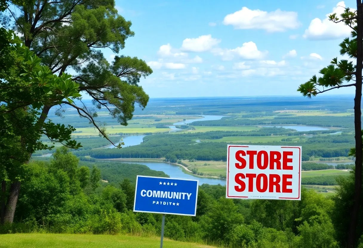 A beautiful rural landscape in South Carolina with lush greenery and waterways