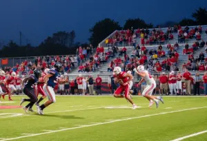 Players in action during a South Carolina high school football game