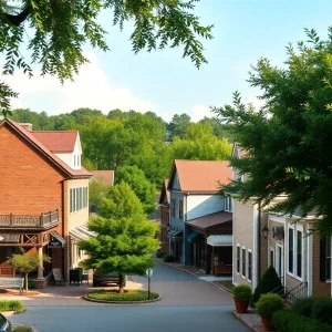 Landscape of a small town in South Carolina with historic buildings