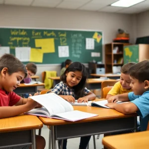 Students participating in learning activities in a South Carolina classroom