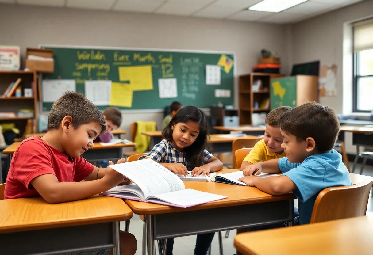 Students participating in learning activities in a South Carolina classroom