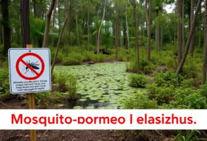 A swampy, wooded area highlighting the risk of mosquito-borne diseases