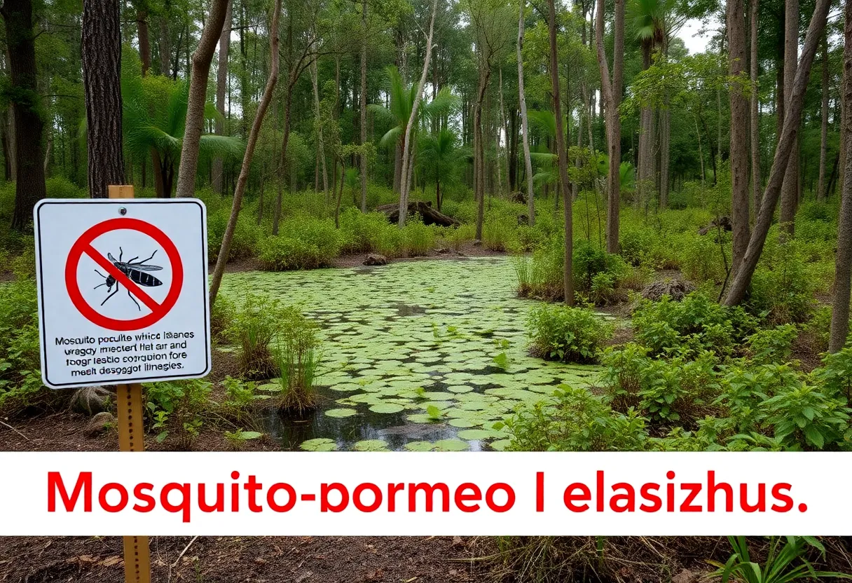A swampy, wooded area highlighting the risk of mosquito-borne diseases