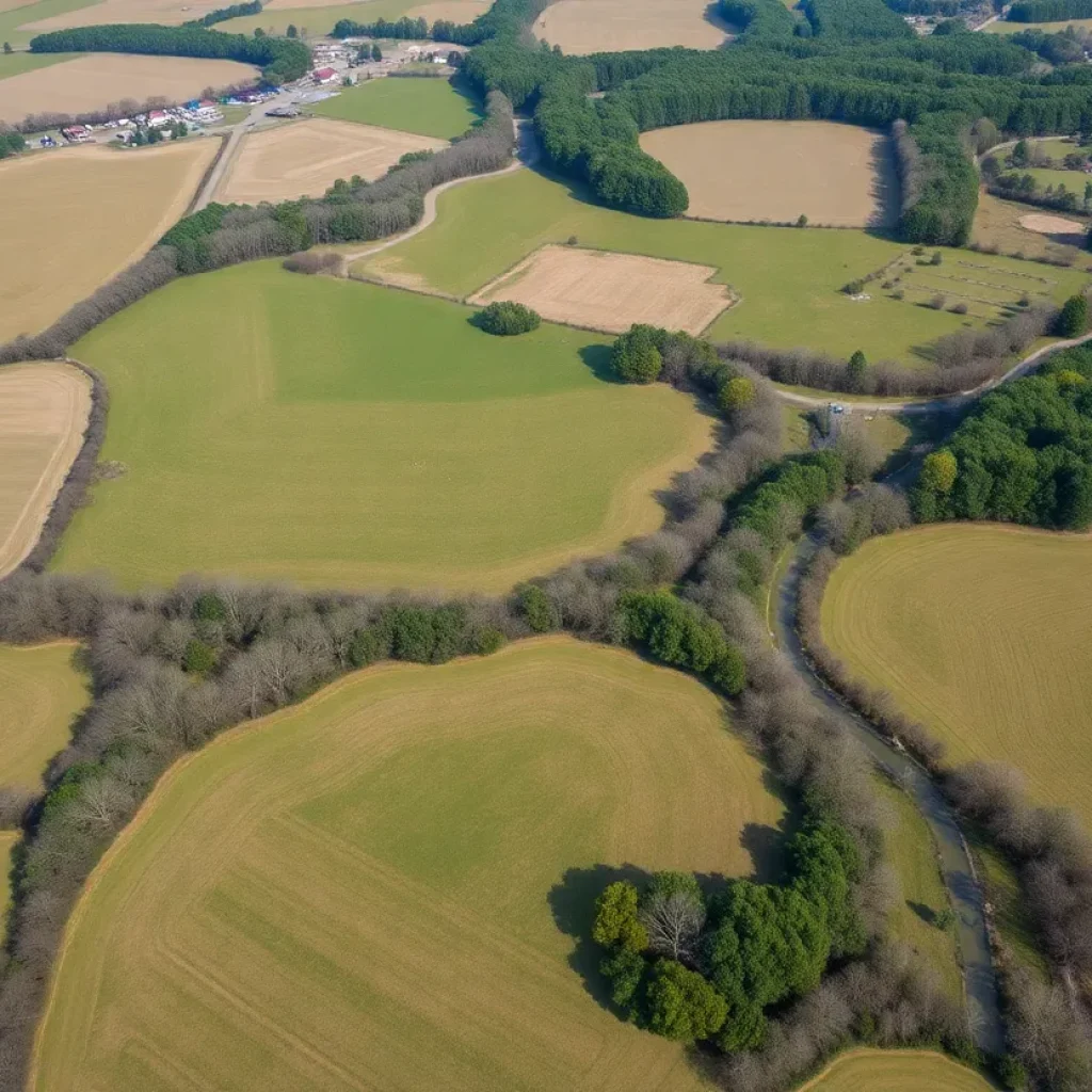 Aerial view of the proposed Tickton Hall development area in Ridgeland.