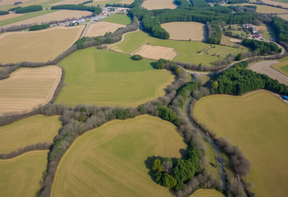 Aerial view of the proposed Tickton Hall development area in Ridgeland.