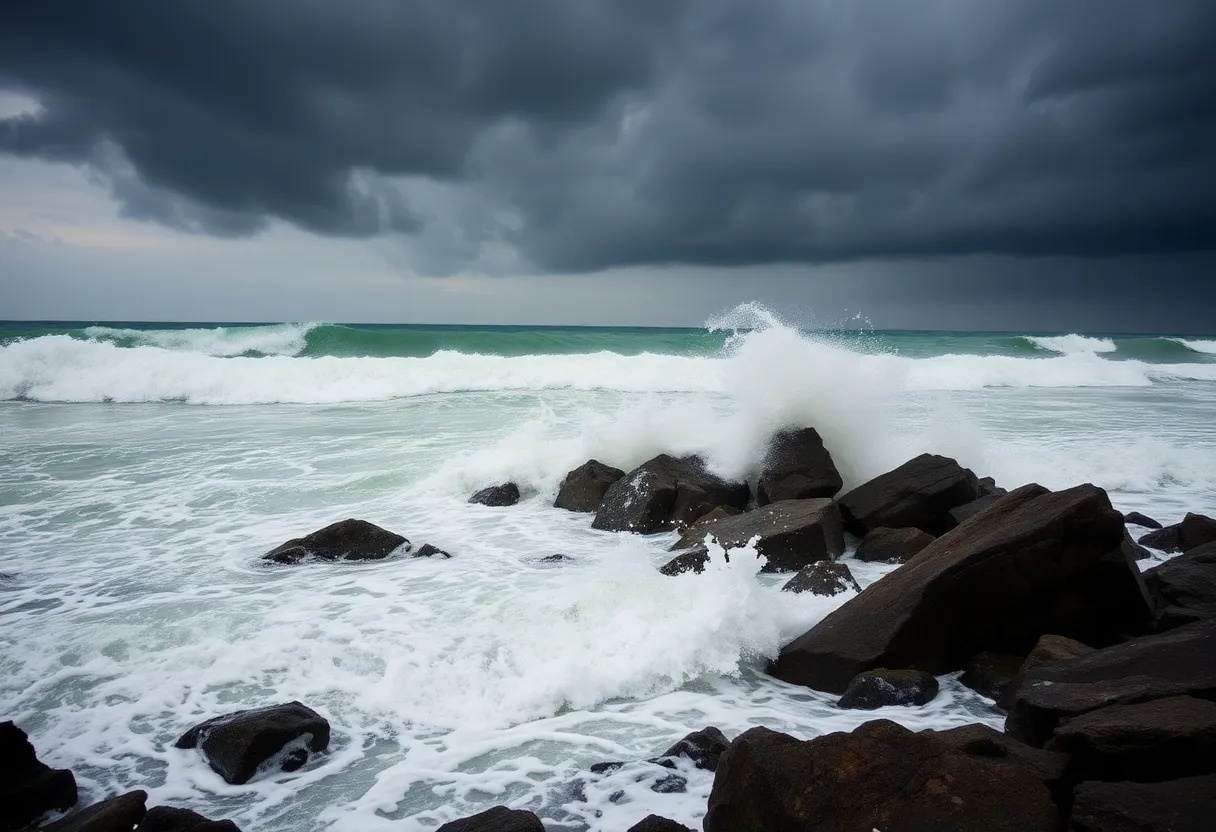 Turbulent ocean waves during Post-Tropical Cyclone Erin