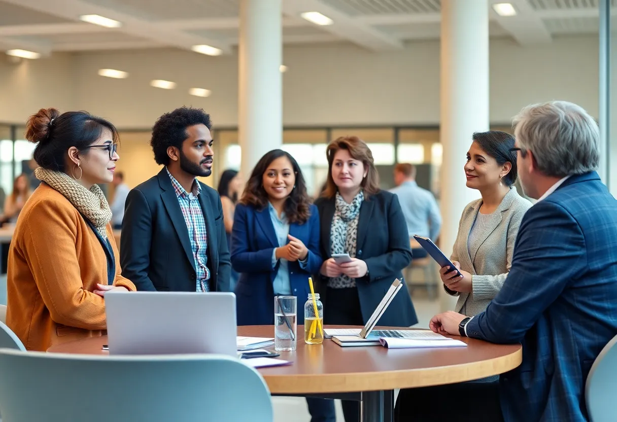 Faculty members engaged in discussion about education reform at a university