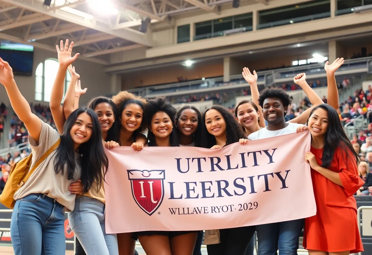 Students celebrating USC Beaufort's NCAA Division II membership
