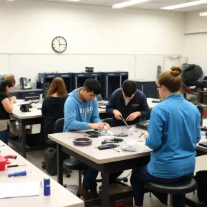 Students participating in vocational training programs in a classroom environment.