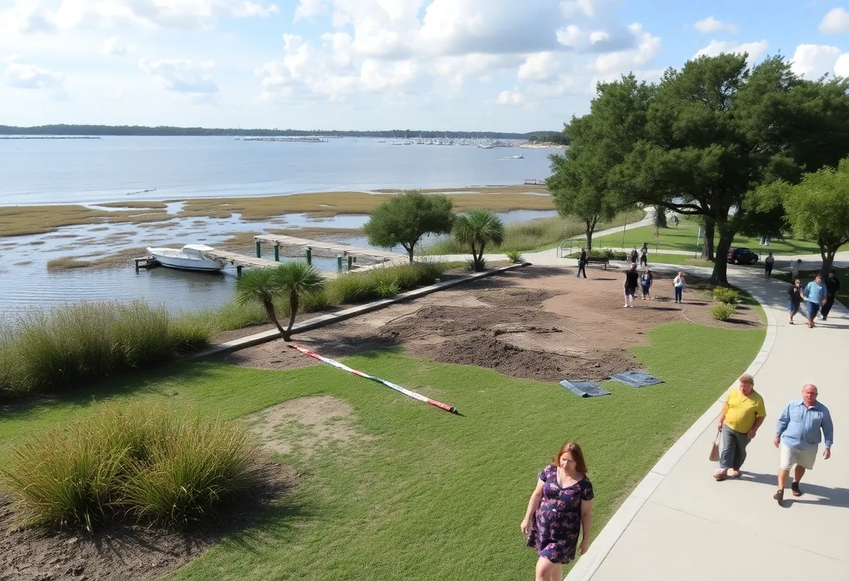 View of Waterfront Park in Beaufort requiring repairs