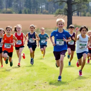 Athletes running in a cross country race in Bluffton