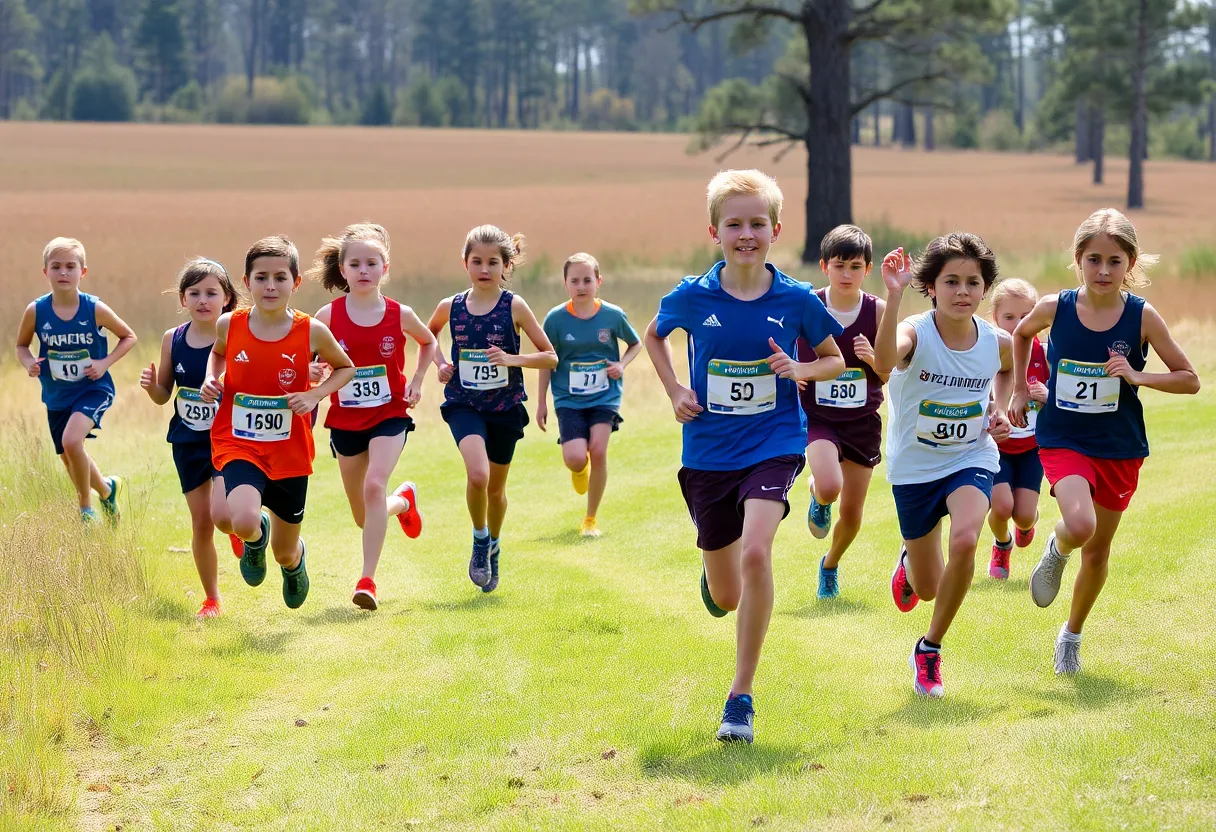 Athletes running in a cross country race in Bluffton