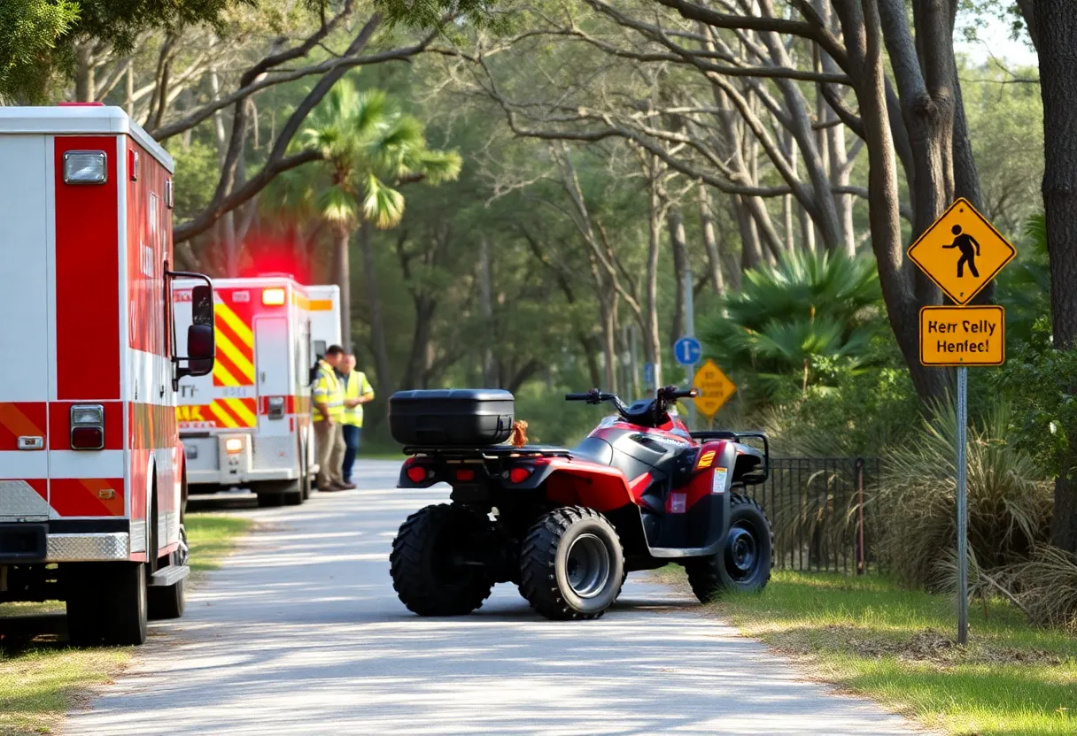 Emergency responders at an ATV accident site on Hilton Head Island