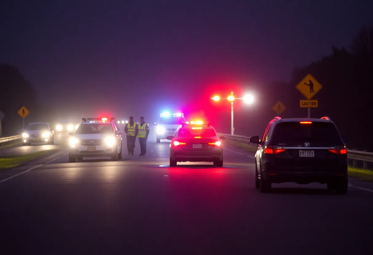 Scene of a car accident with emergency responders