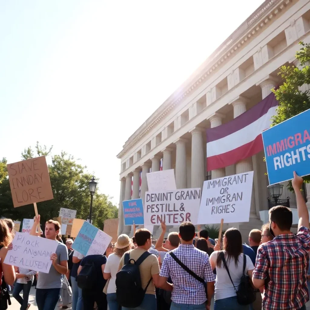 Demonstrators protesting outside the Beaufort County Sheriff's Office