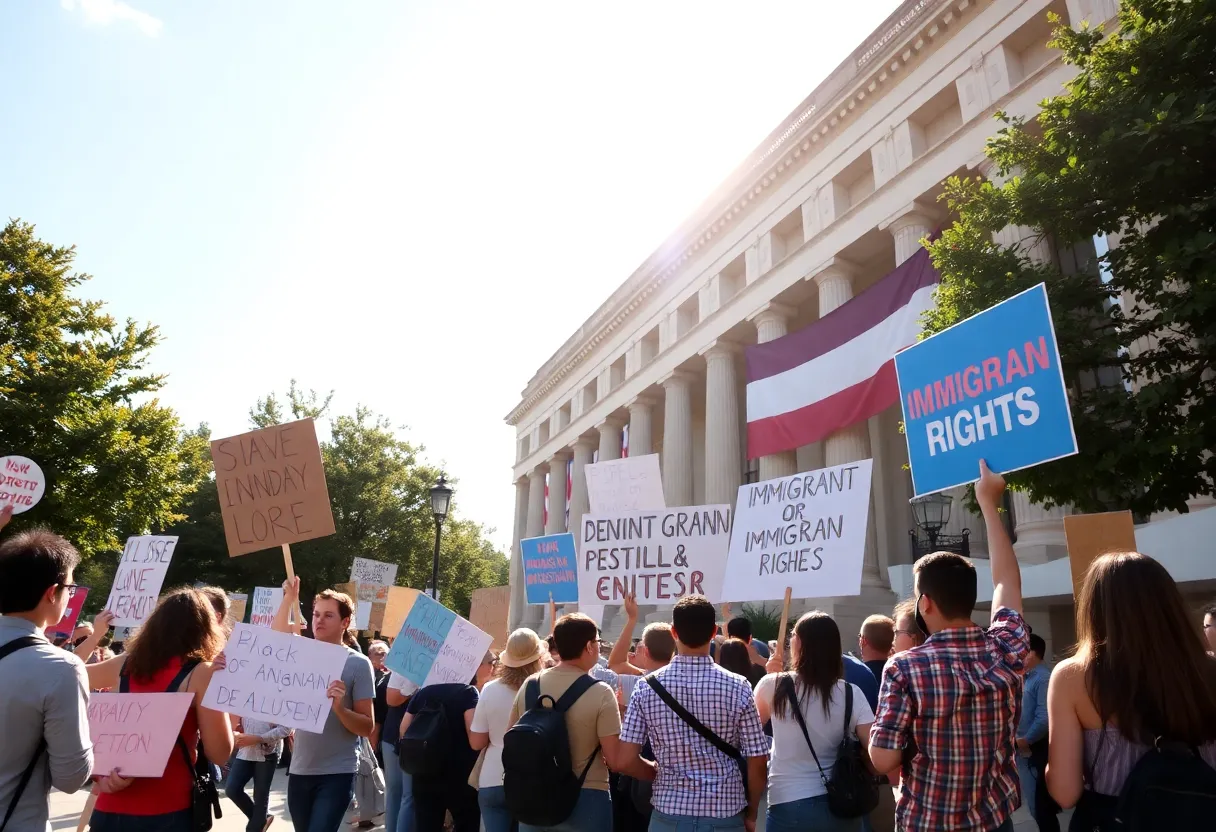 Demonstrators protesting outside the Beaufort County Sheriff's Office