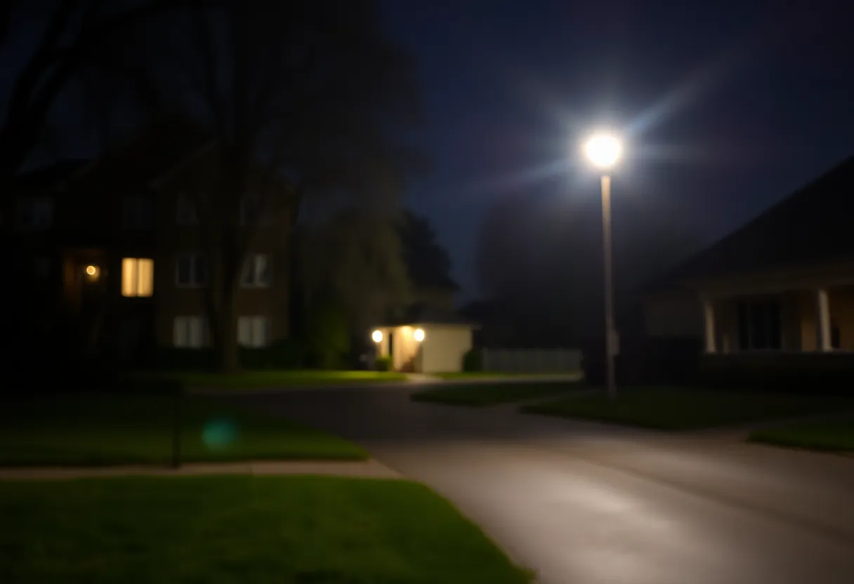 Police lights at night in a Beaufort County neighborhood