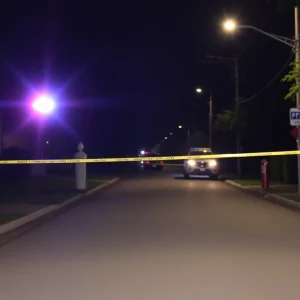 Police investigation at night on Big Estate Road