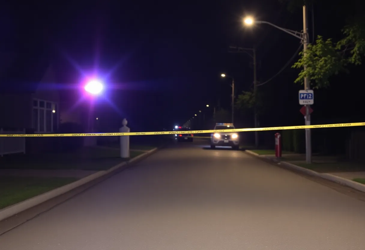 Police investigation at night on Big Estate Road