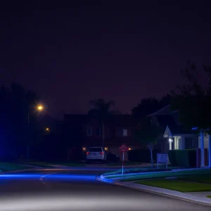 Police presence in Beaufort County investigating a shooting incident at night.