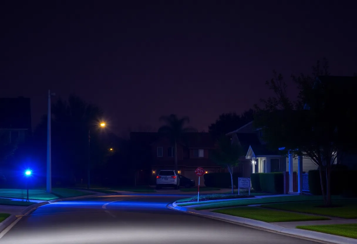 Police presence in Beaufort County investigating a shooting incident at night.