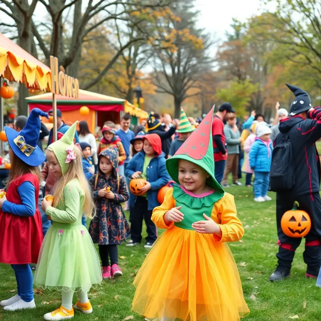 Children dressed in costumes during the Beaufort Halloween Celebration