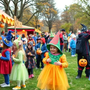 Children dressed in costumes during the Beaufort Halloween Celebration