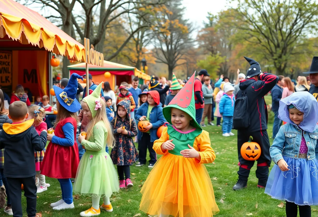 Children dressed in costumes during the Beaufort Halloween Celebration