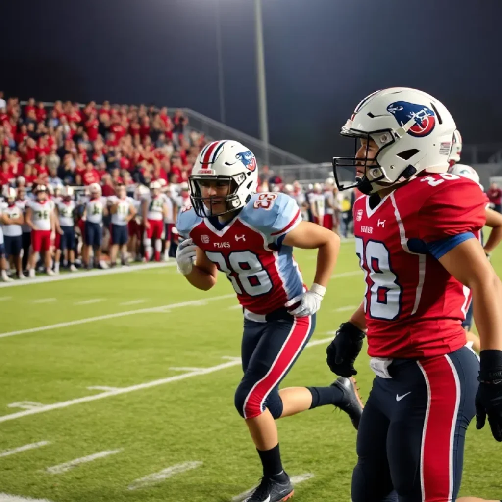 Beaufort High School football team celebrating their win against Bluffton