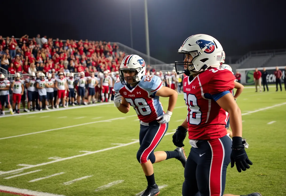Beaufort High School football team celebrating their win against Bluffton