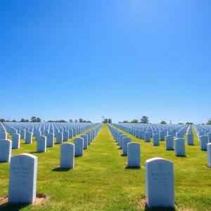 Row of headstones at Beaufort National Cemetery