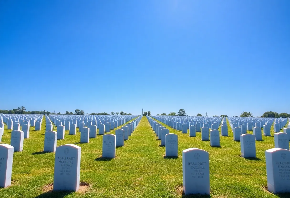 Row of headstones at Beaufort National Cemetery