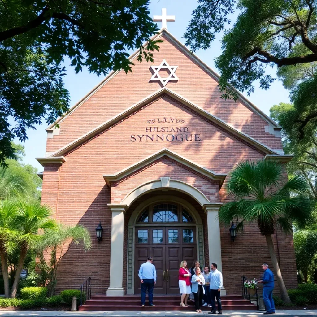 Exterior view of Beth Israel Synagogue during anniversary celebration