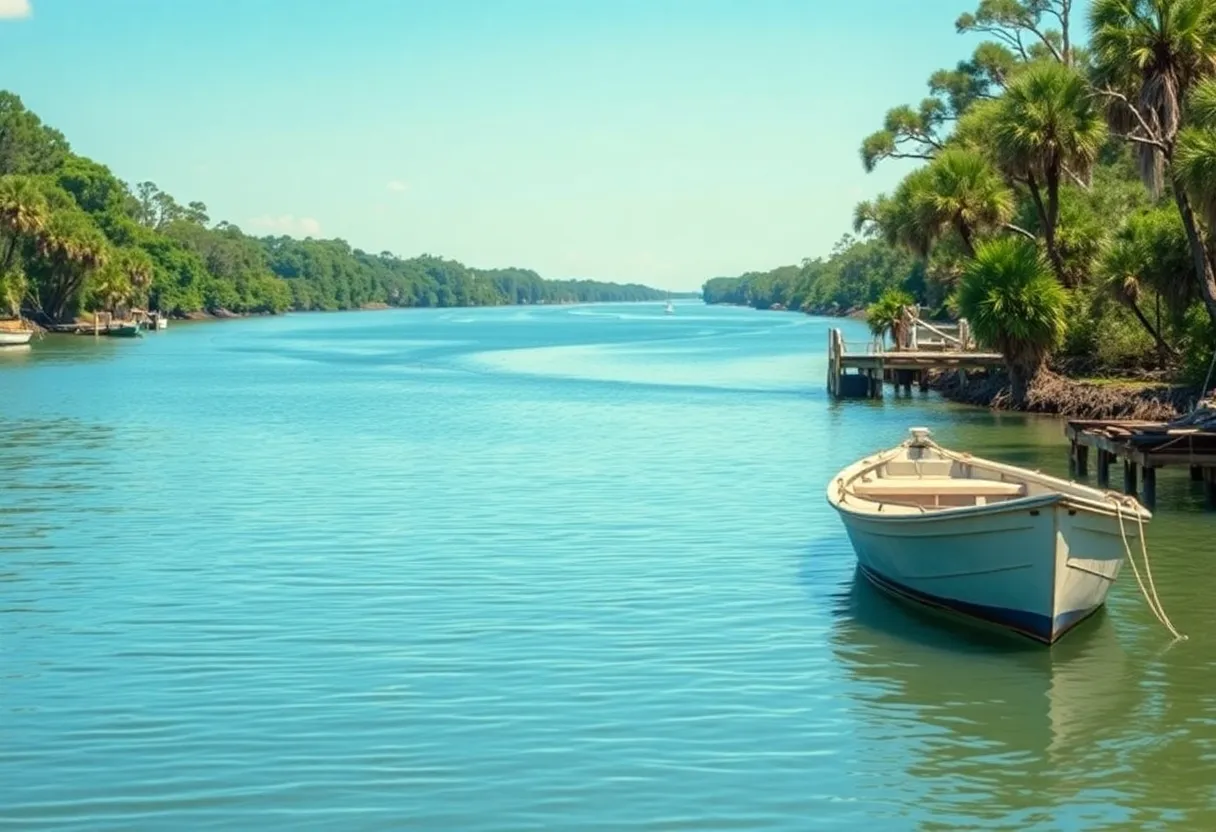 View of Bluffton waterways showing the need for clean and safe water, free of abandoned boats.
