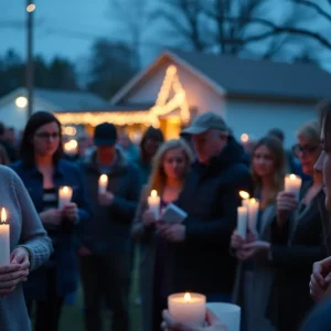 Community members gathered for a vigil after the shooting, holding candles in a show of solidarity