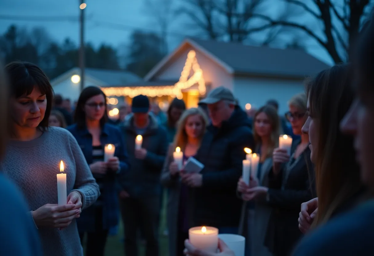 Community members gathered for a vigil after the shooting, holding candles in a show of solidarity