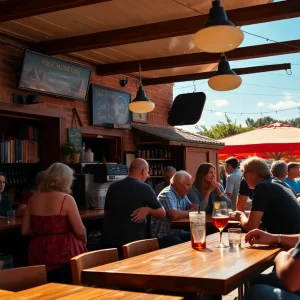 Community bar scene showing people enjoying a gathering