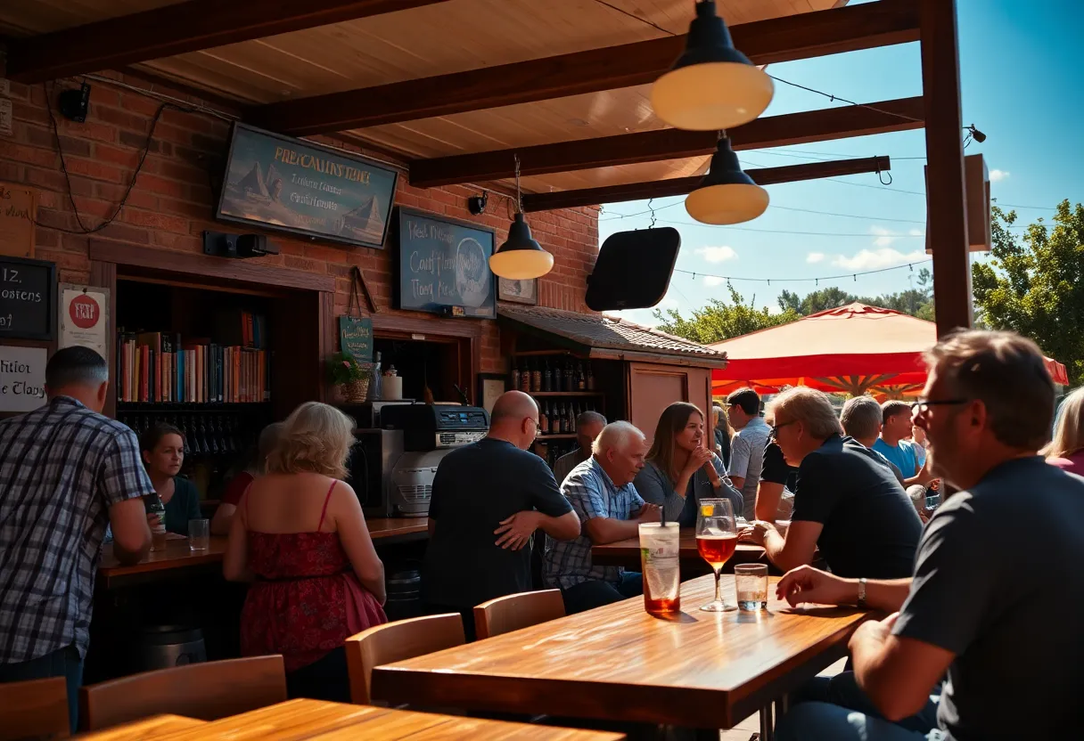 Community bar scene showing people enjoying a gathering