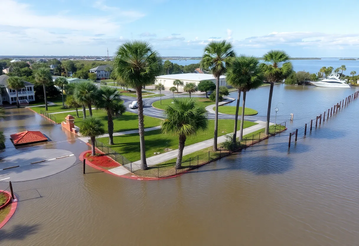 High tide flood in Beaufort South Carolina